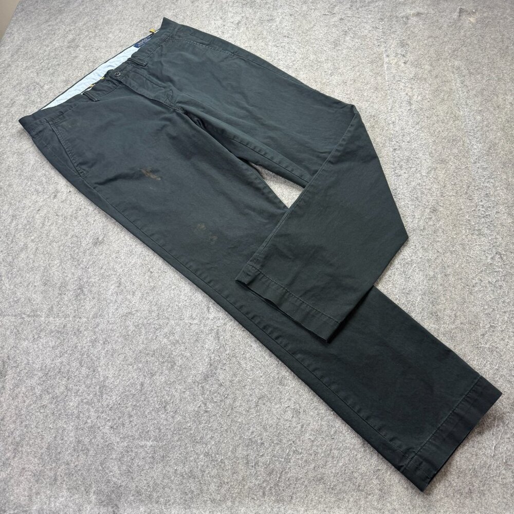 Polo Ralph Lauren Pants Men 35 x 32 Black Stretch Straight Fit Chino b147